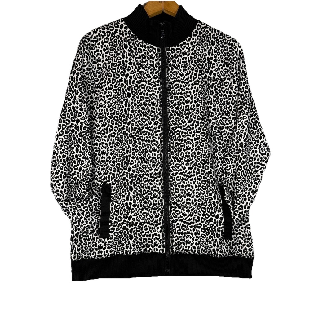 Women's Medium, Animal Print, Zip Up Top, Athleisure Cotton Blend  Light Jacket